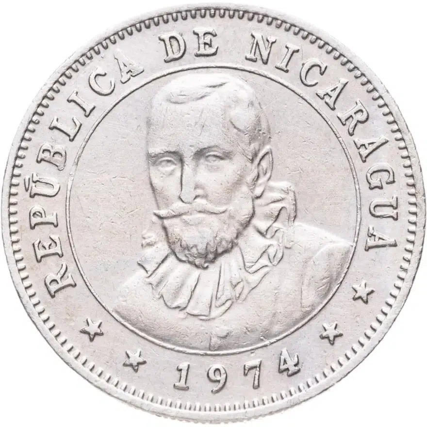 Никарагуа 25 сентаво (centavos) 1974, аверс