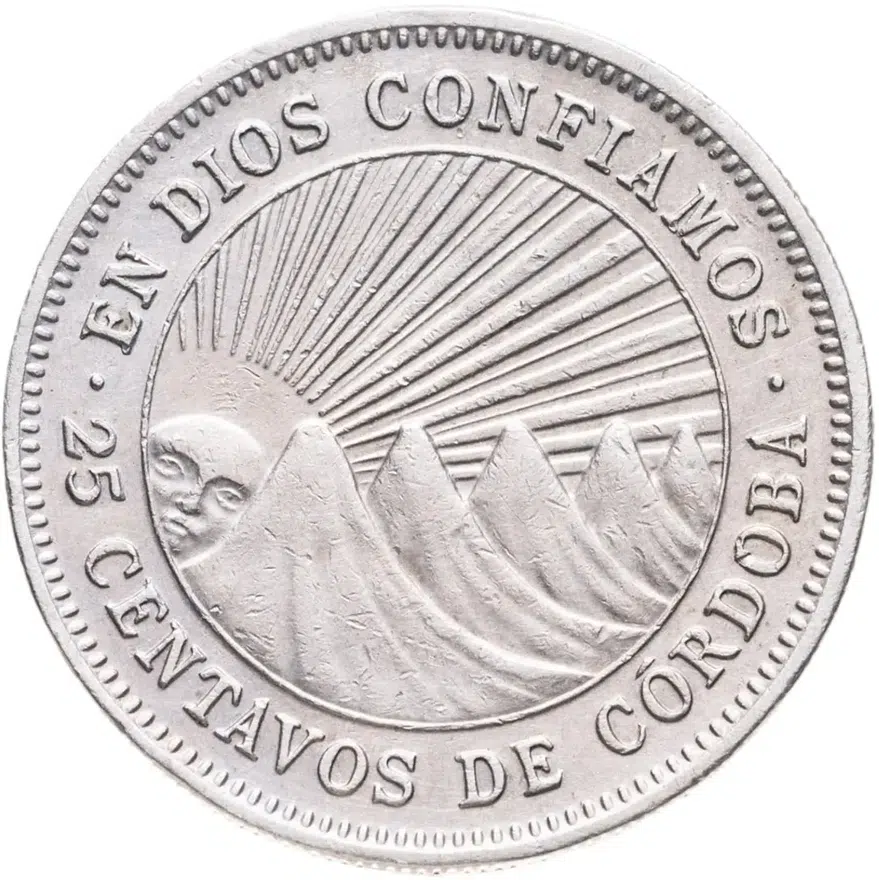 Никарагуа 25 сентаво (centavos) 1974, реверс