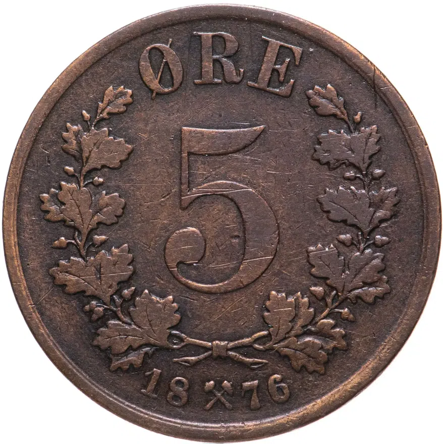 Норвегия 5 эре (ore) 1876