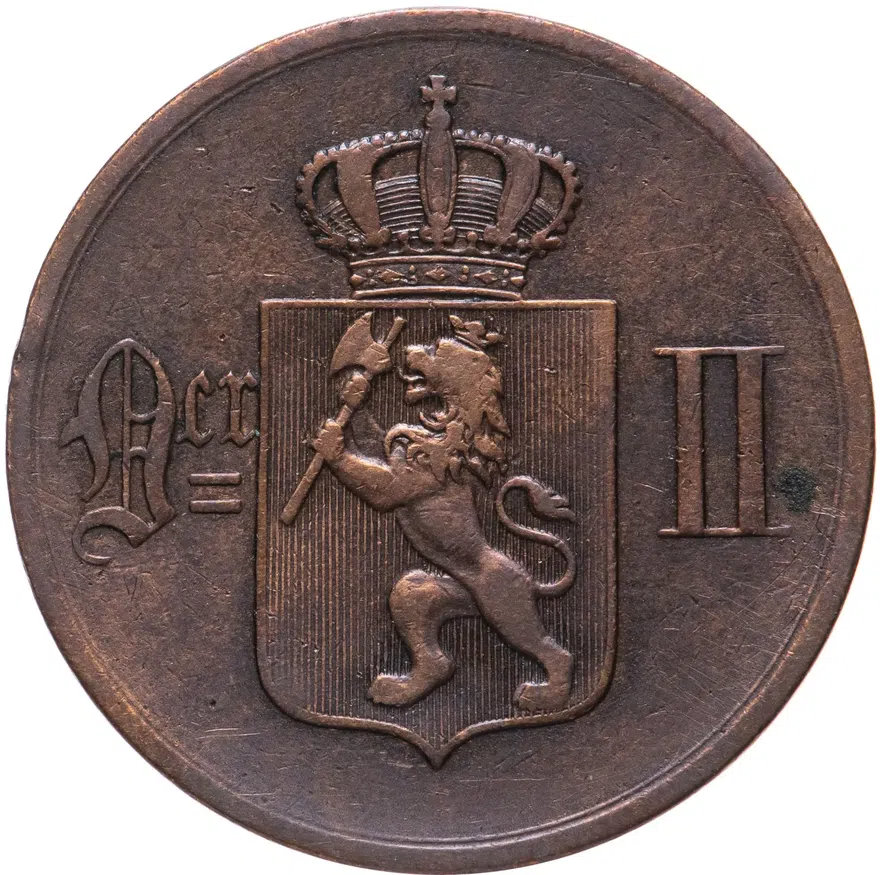 Норвегия 5 эре (ore) 1876, реверс