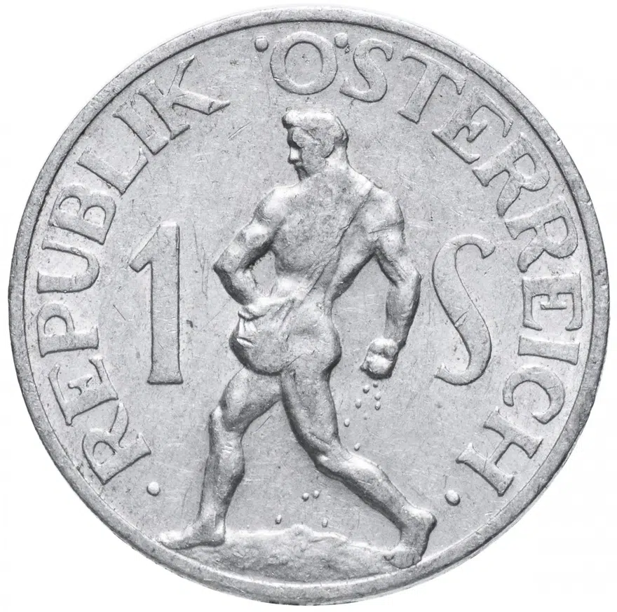 Австрия 1 шиллинг (shilling) 1952, реверс