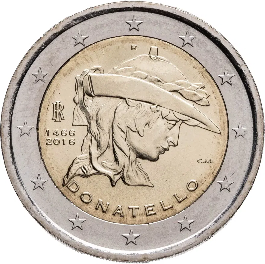 Италия 2 евро (euro) 2016 550 лет со дня смерти Донателло