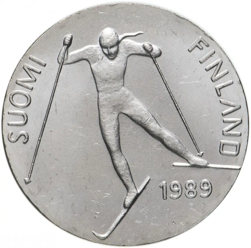 Финляндия 100 марок 1989 "Чемпионат мира по лыжному спорту в Лахти"