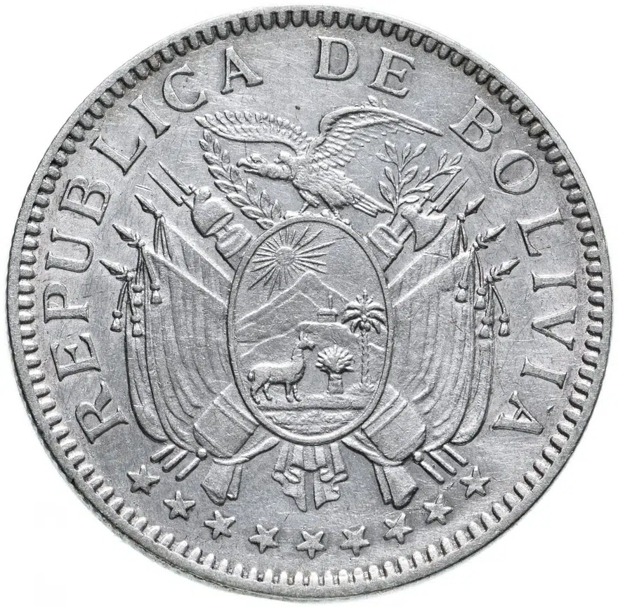 Боливия 50 сентаво 1909, реверс