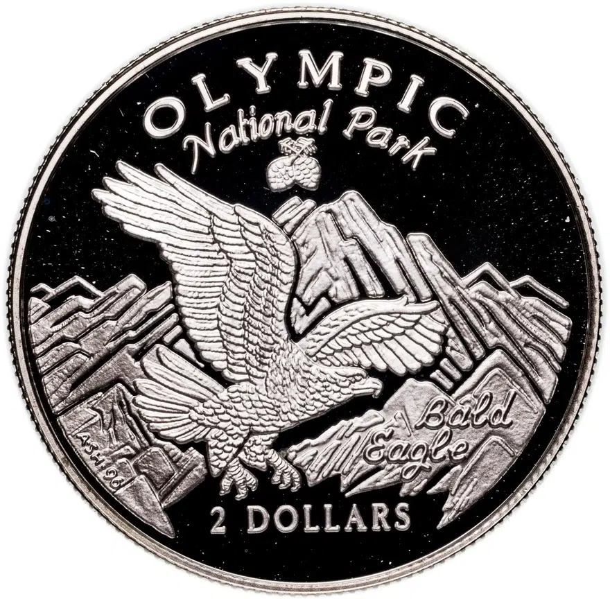 Острова Кука 2 доллара (dollars) 1996  Национальные парки США - Национальный парк Олимпик