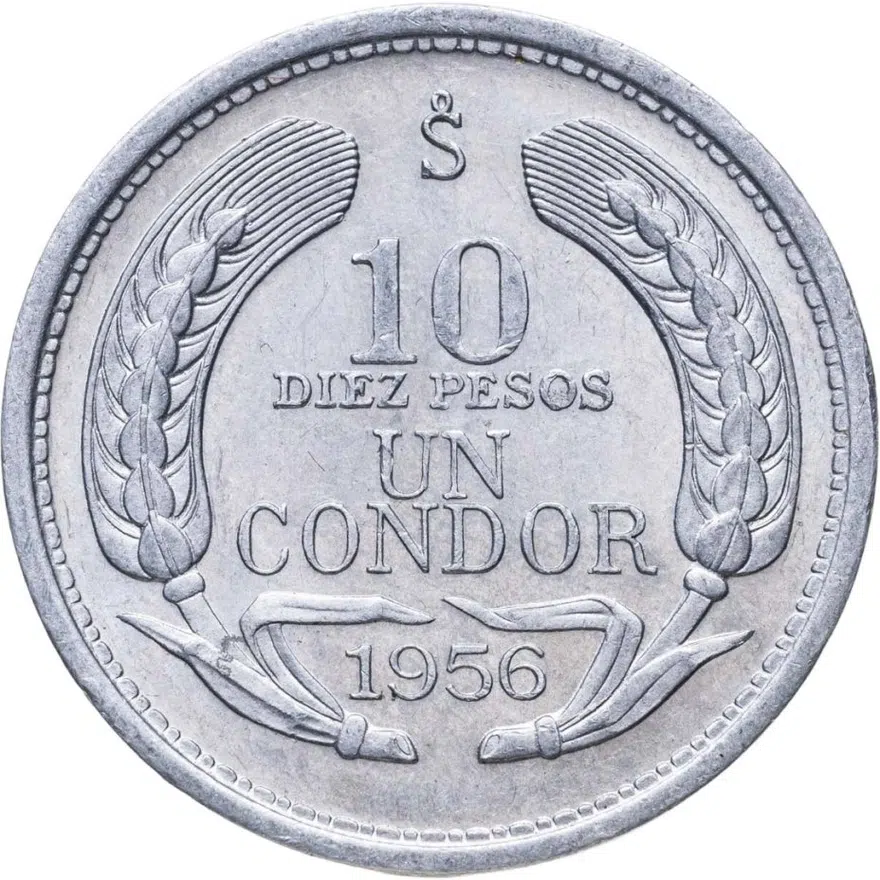 Чили 10 песо (pesos) 1956