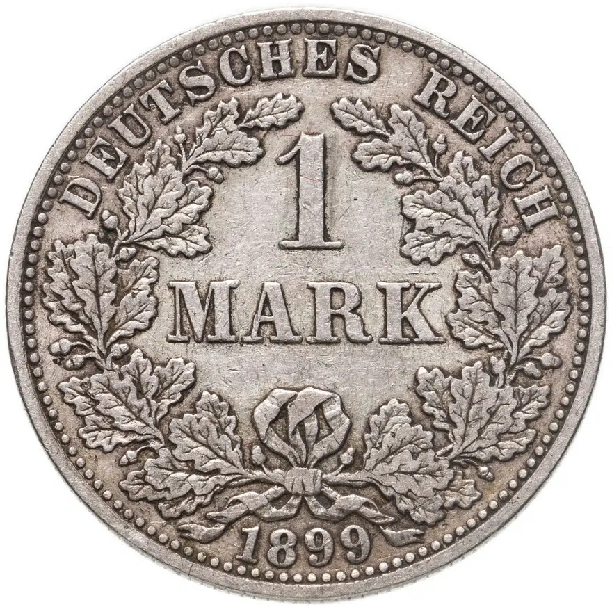 Германия 1 марка (mark) 1899 A  знак монетного двора: "A" - Берлин, аверс