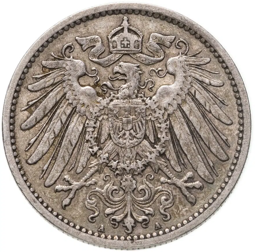 Германия 1 марка (mark) 1899 A  знак монетного двора: "A" - Берлин, реверс