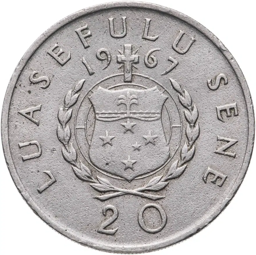 Самоа 20 сене (sene) 1967, реверс