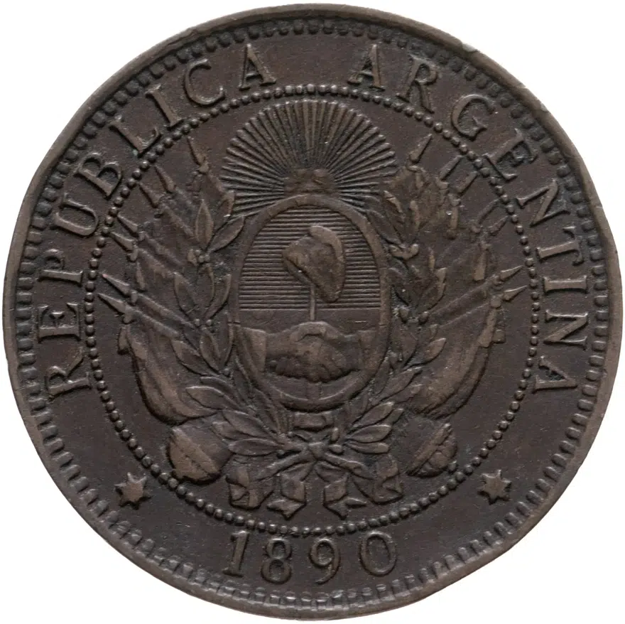 Аргентина 2 сентаво (centavos) 1890, реверс
