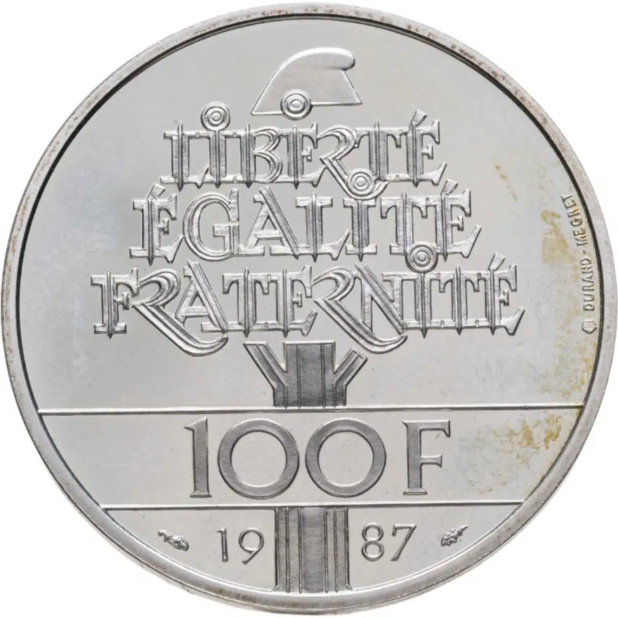 Франция 100 франков (francs) 1987  230 лет со дня рождения Жильбера Ла Файета, аверс