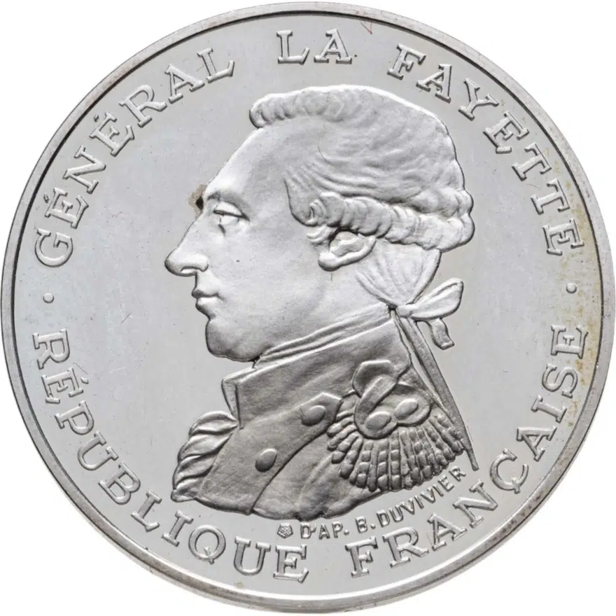 Франция 100 франков (francs) 1987  230 лет со дня рождения Жильбера Ла Файета, реверс