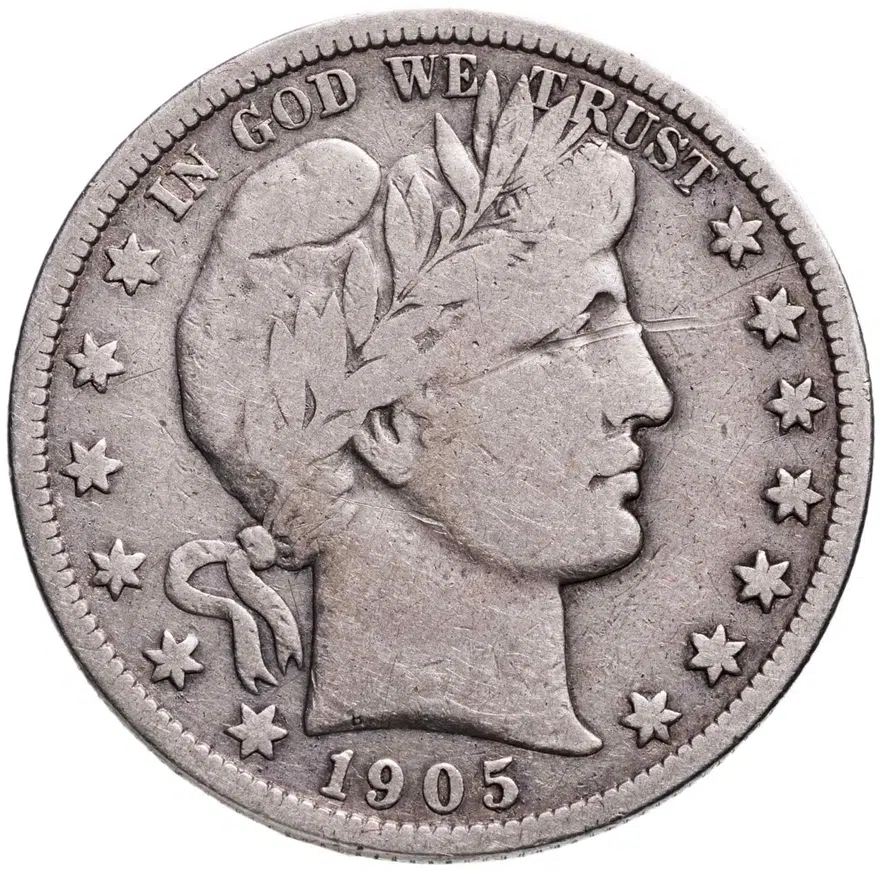 США 50 центов (1/2 доллара, half dollar) 1905 S 50 центов Барбера знак монетного двора: "S" - Сан-Франциско
