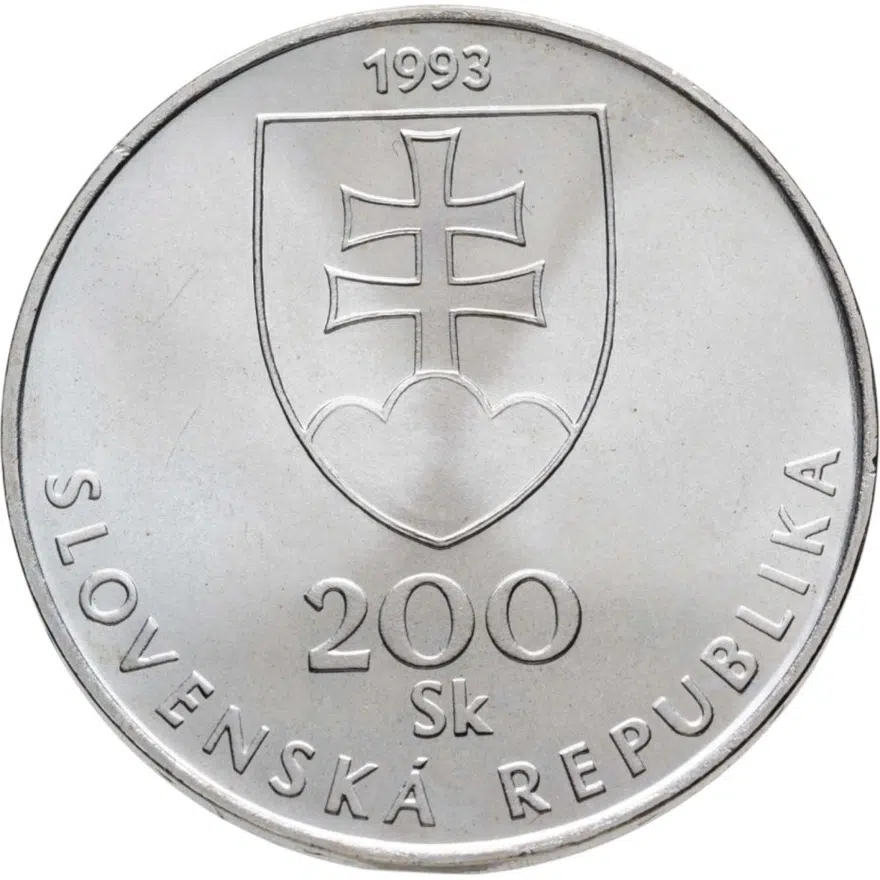 Словакия 200 крон (korun) 1993  150 лет Словацкому языку, реверс
