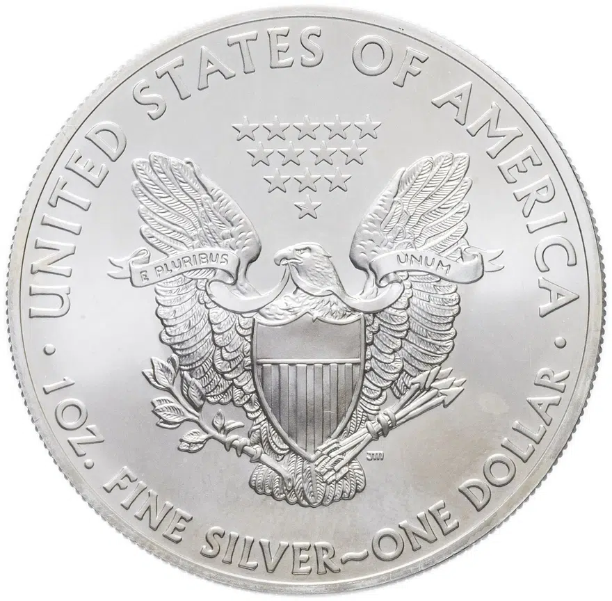 США 1 доллар (dollar) 2013  Американский серебряный орёл Без отметки монетного двора, реверс