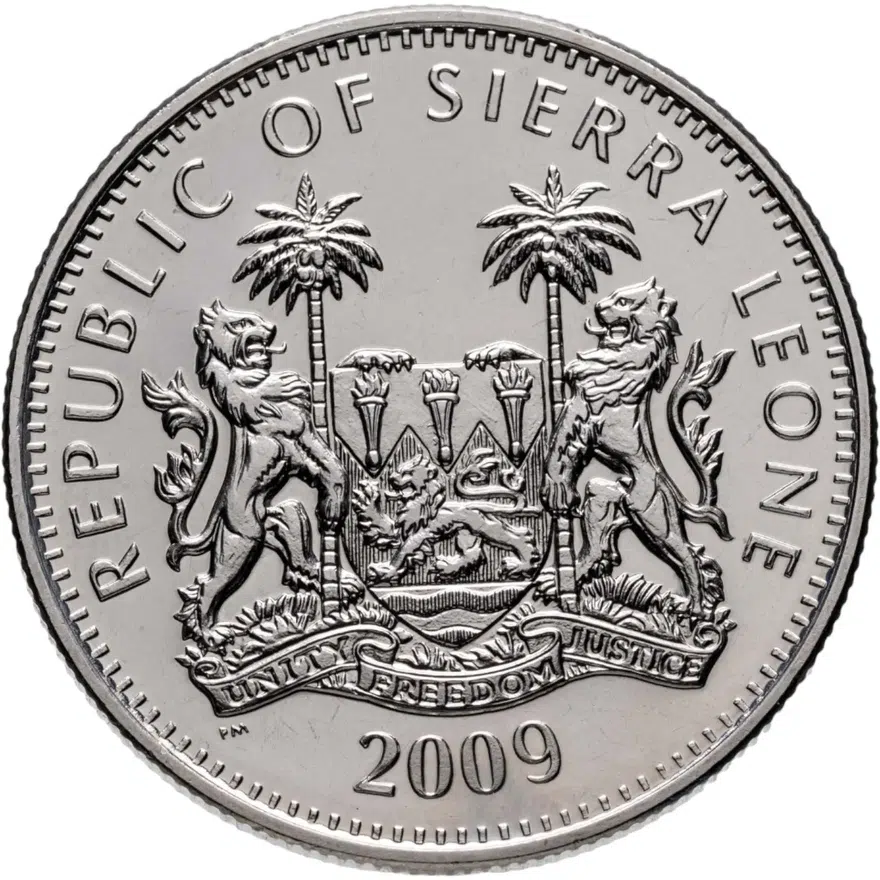 Сьерра-Леоне 1 доллар (dollar) 2009 Игры XXI зимней Олимпиады Ванкувер-2010 - животные, реверс