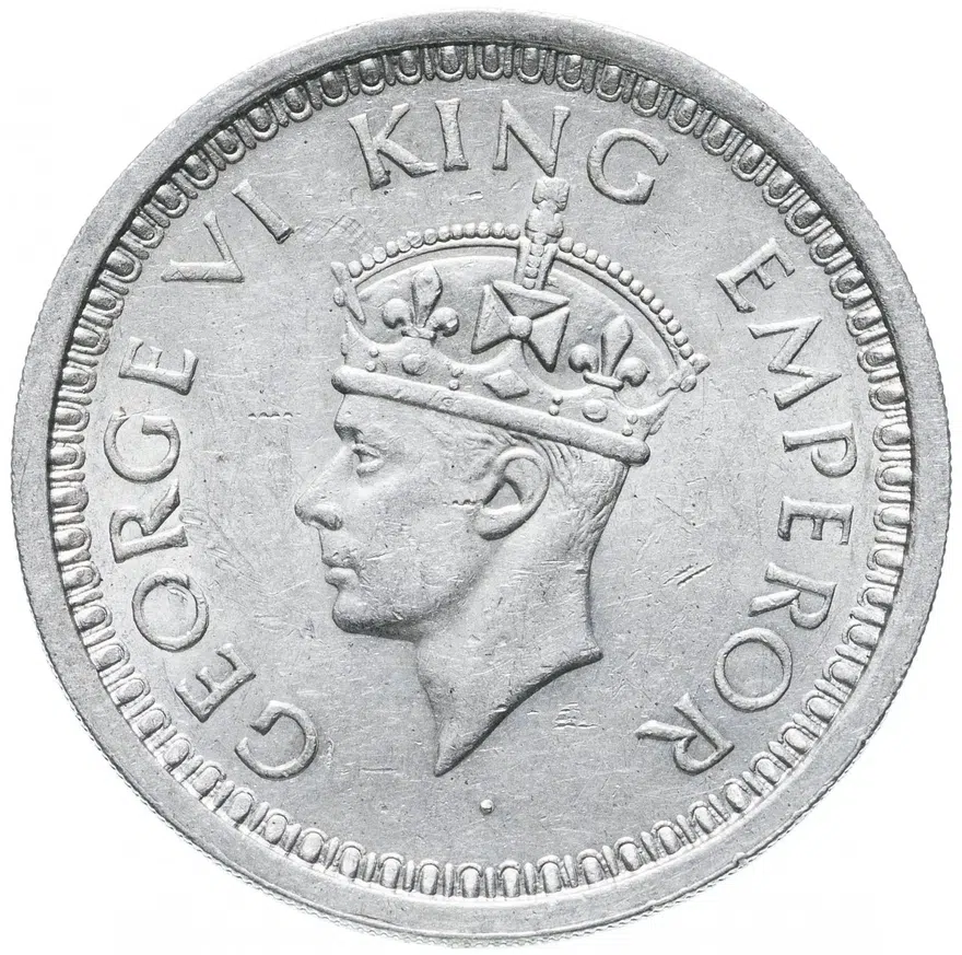 Индия (Британская) 1 рупия (rupee) 1944 ♦  знак монетного двора: "♦" - Бомбей, реверс