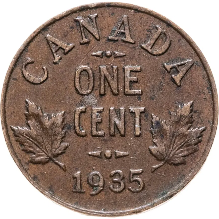 Канада 1 цент (cent) 1935, аверс