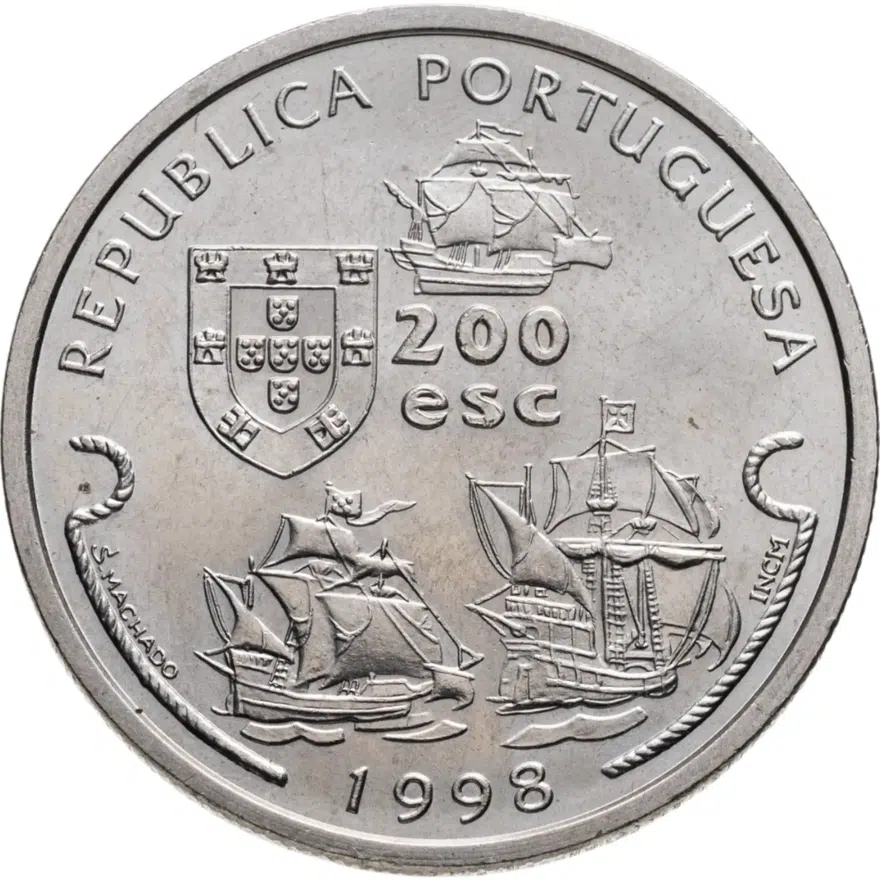 Португалия 200 эскудо (escudos) 1998  Путешествие Васко да Гамы в Индию 1498 года - Васко да Гама, реверс