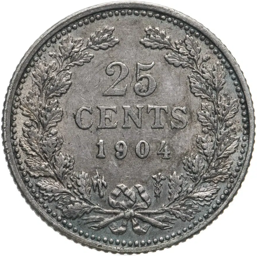 Нидерланды 25 центов (cents) 1904, аверс