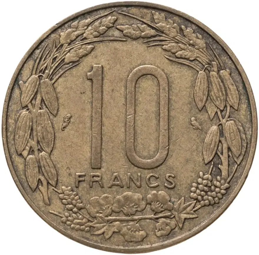Экваториальная Африка и Камерун 10 франков (franc) 1965