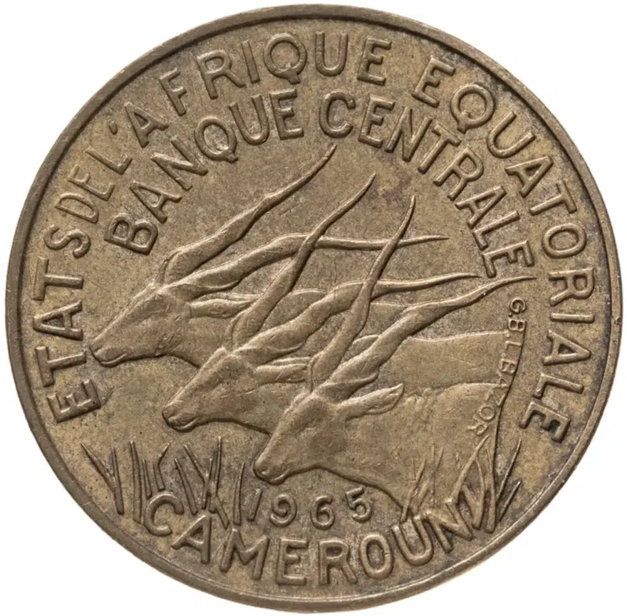 Экваториальная Африка и Камерун 10 франков (franc) 1965, реверс