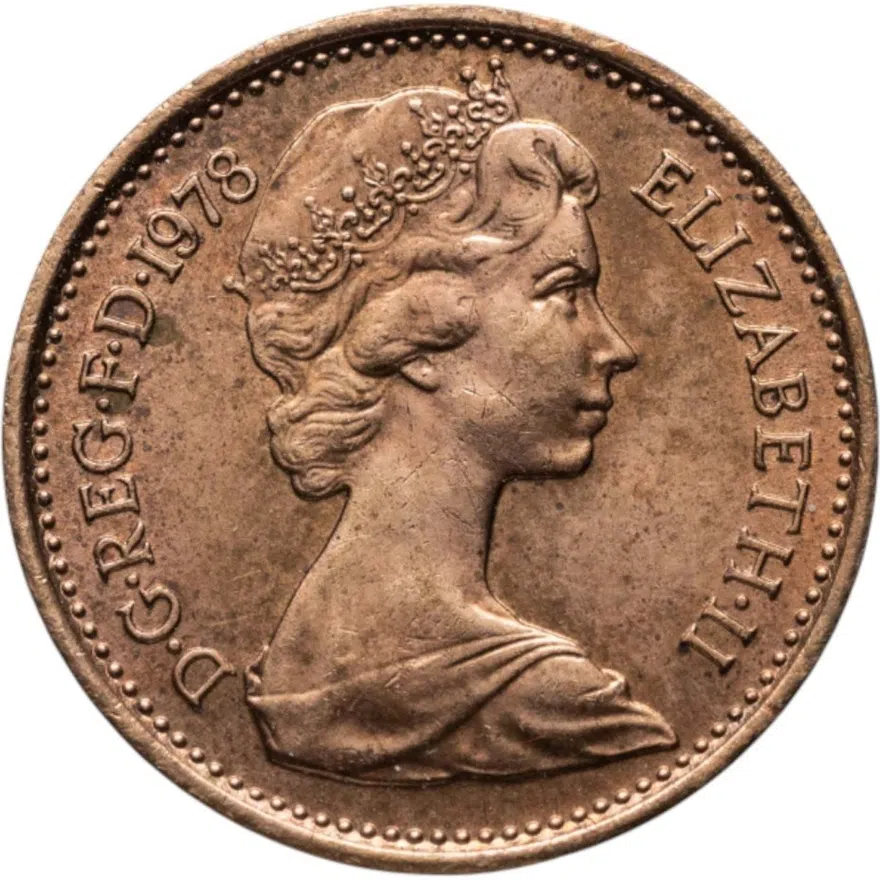 Великобритания 1/2 нового пенни (new penny) 1978, аверс