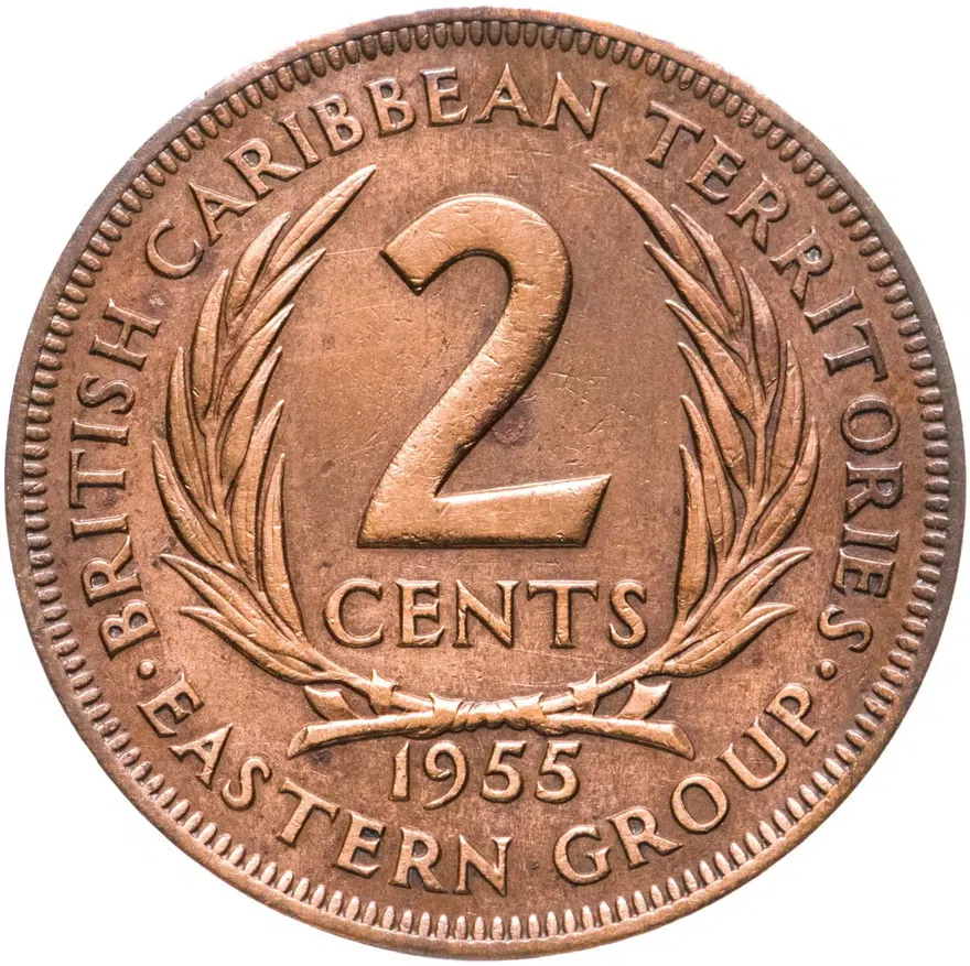 Восточные Карибы 2 цента (cents) 1955
