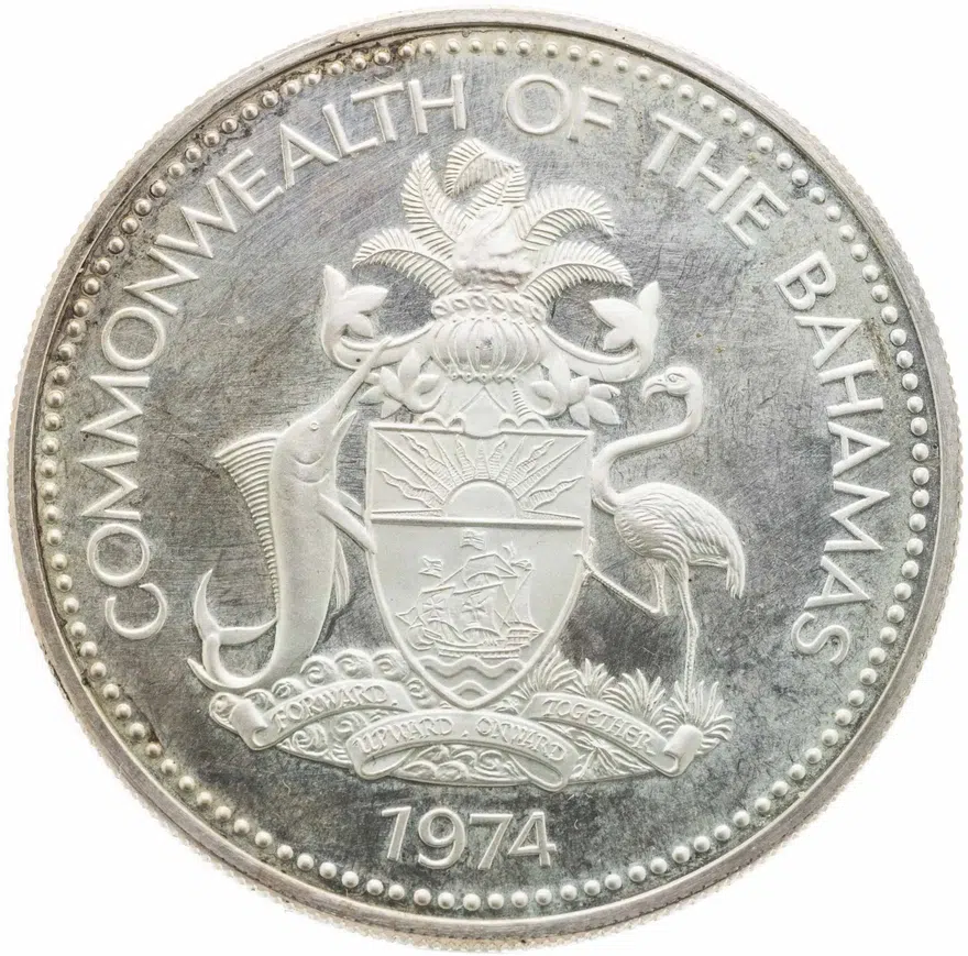 Багамы 5 долларов (dollars) 1974, реверс