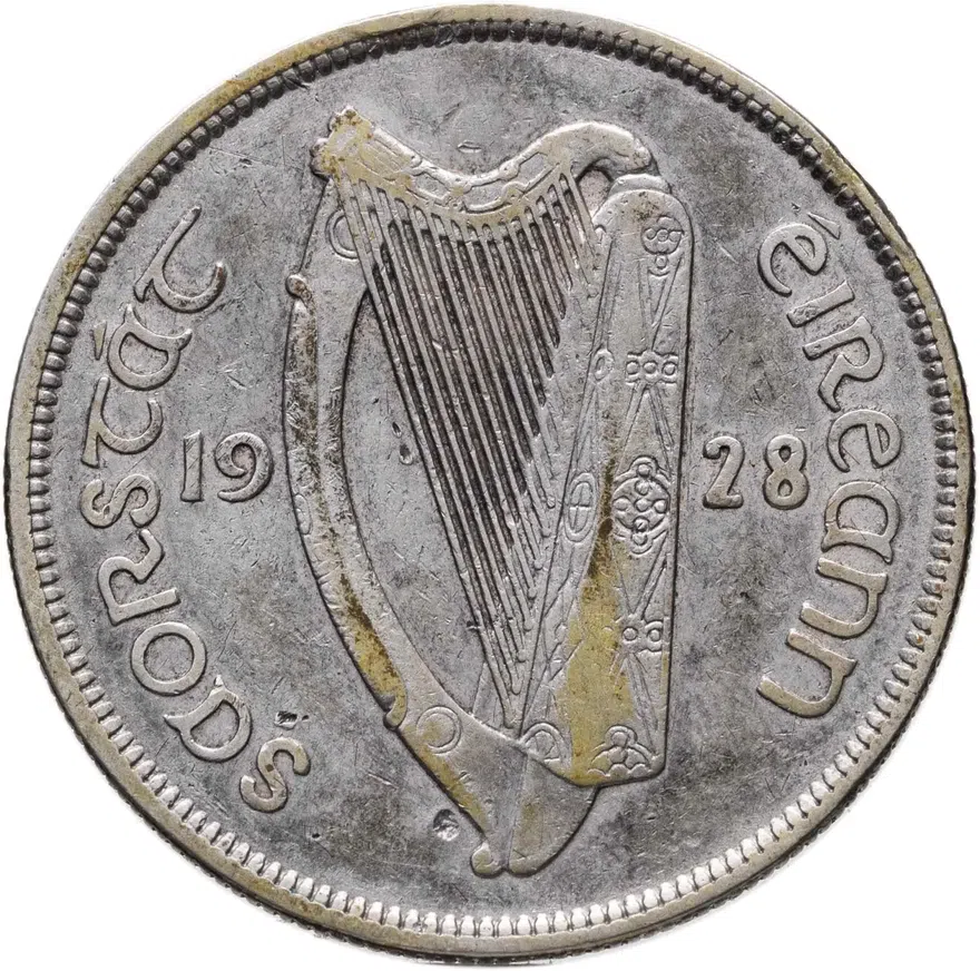 Ирландия 1/2 кроны (crown) 1928, реверс