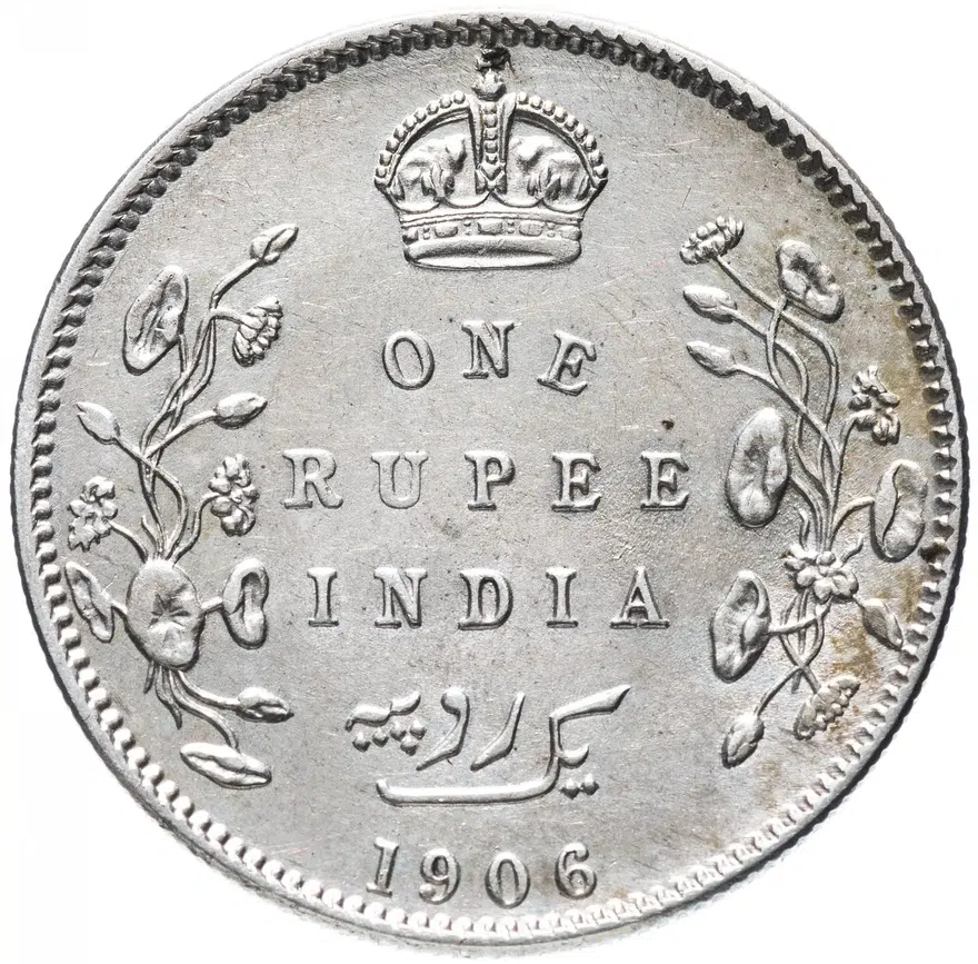 Индия (Британская) 1 рупия (rupee) 1906, аверс