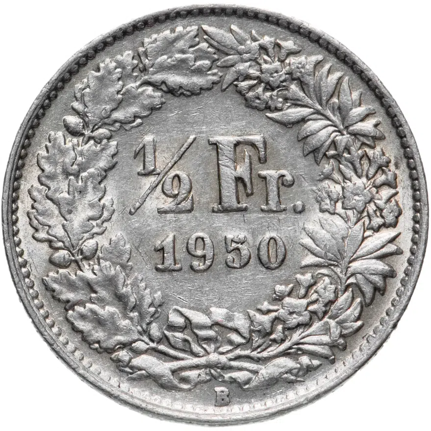 Швейцария 1/2 франка (franc) 1950, аверс