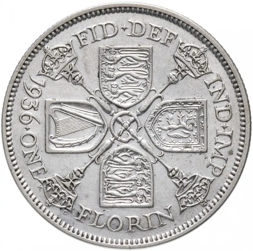 Великобритания 2 шиллинга (флорин, shillings) 1936, реверс