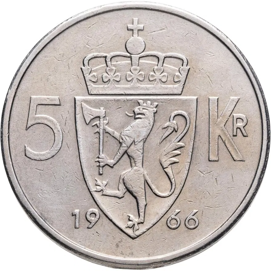 Норвегия 5 крон (kroner) 1966