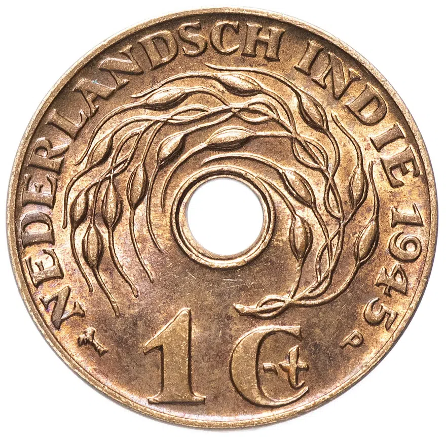 Голландская Ост-Индия 1 цент (cent) 1945 P   знак монетного двора: "P" - Филадельфия, реверс