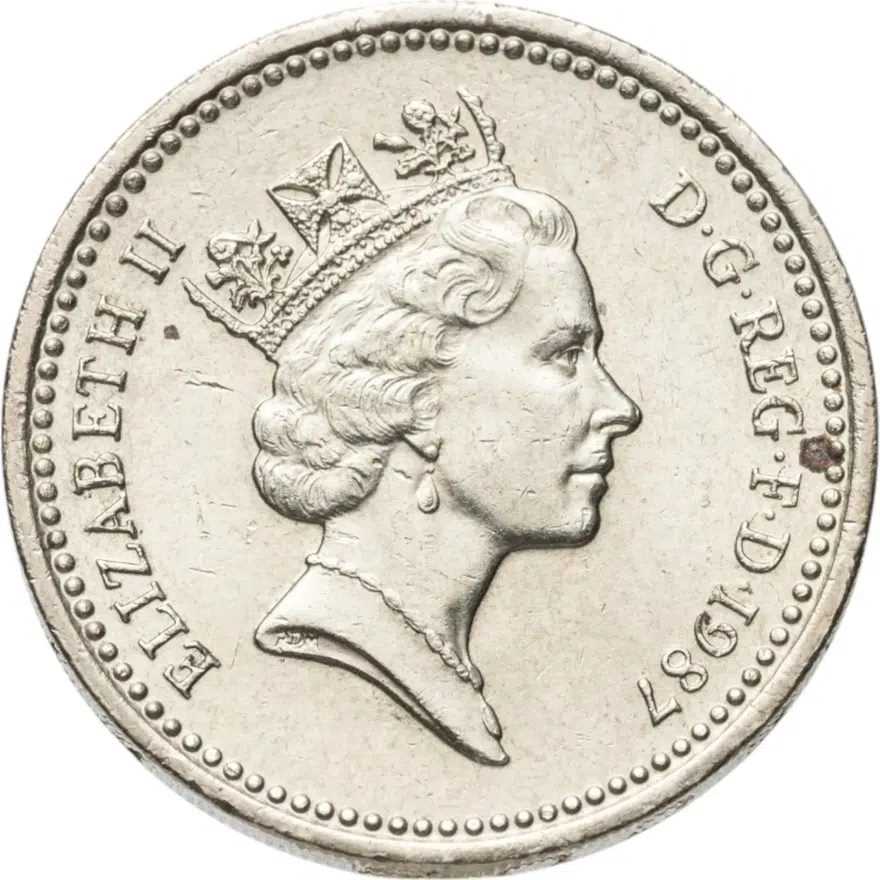 Великобритания 1 фунт (pound) 1987, реверс