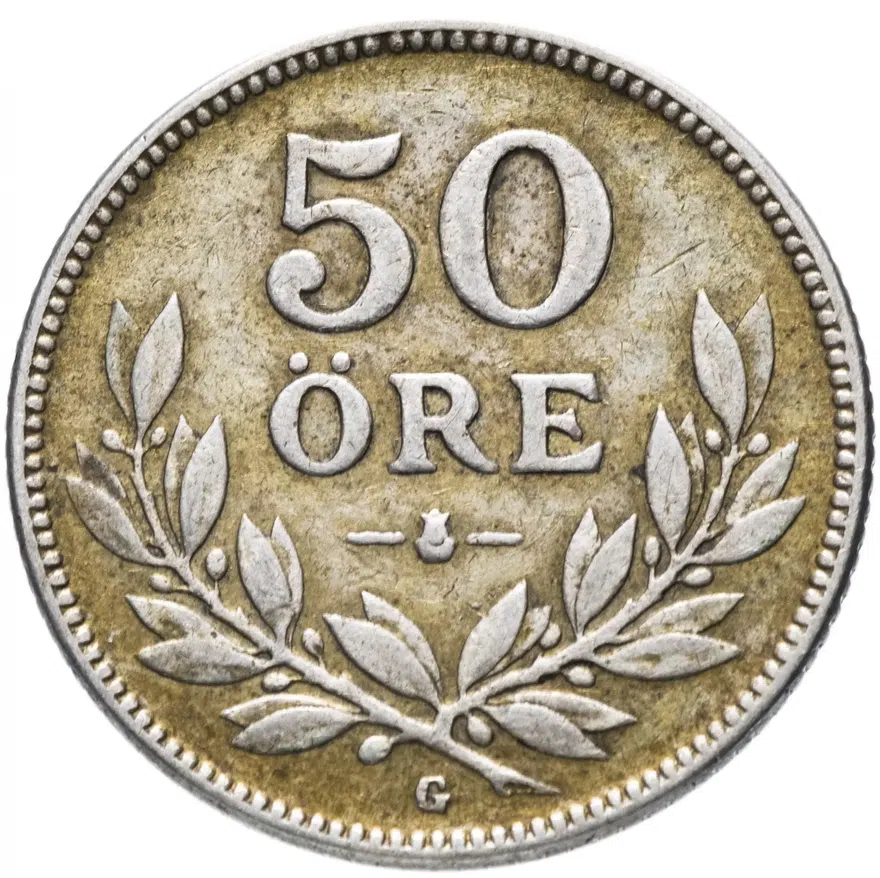 Швеция 50 эре (ore) 1935, реверс