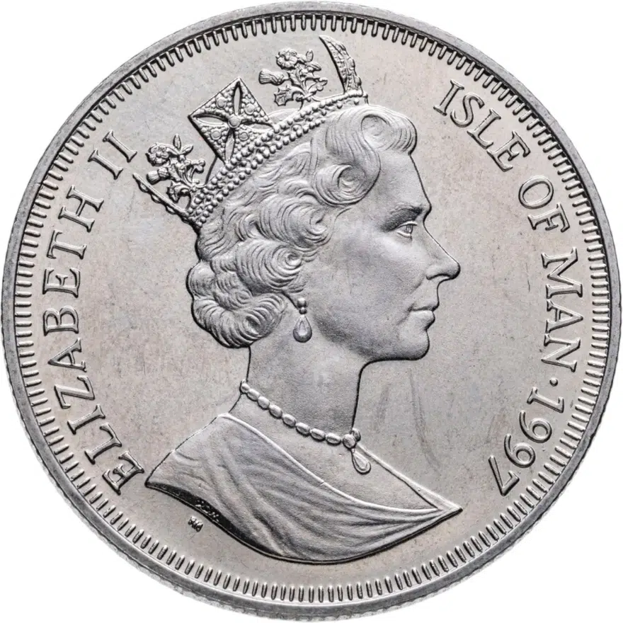 Остров Мэн 1 крона (crown) 1997 "Кошки - Длинношёрстная дымчатая кошка", реверс