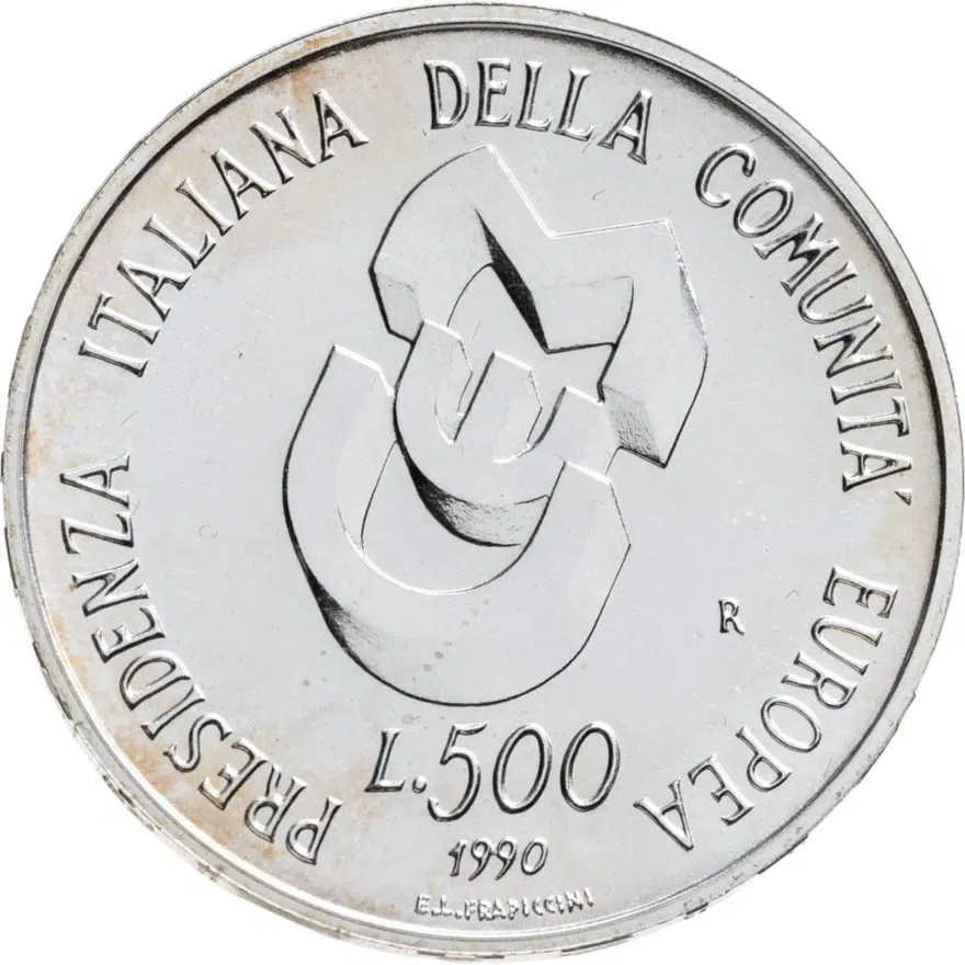 Италия 500 лир (lire) 1990  Итальянское президентство в Европейском экономическом сообществе, аверс