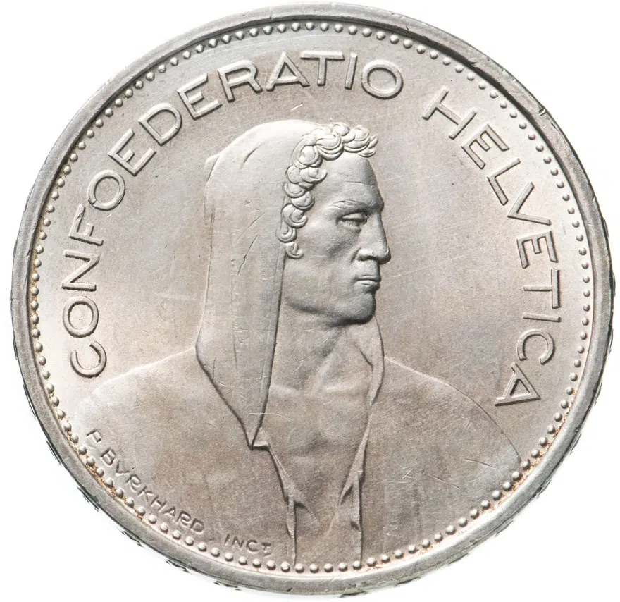 Швейцария 5 франков (francs) 1967