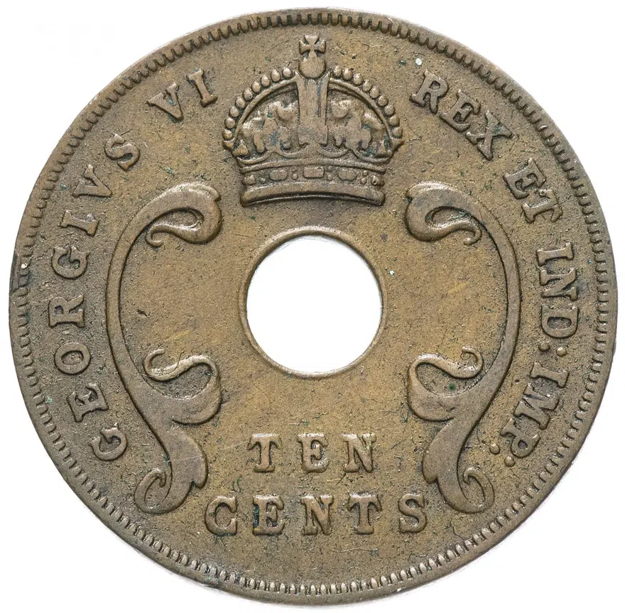 Британская Восточная Африка 10 центов (cents) 1941, реверс