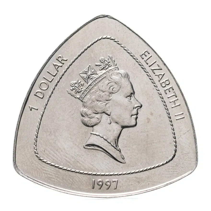 Бермуды 1 доллар (dollar) 1997  Крушение "Sea Venture", реверс