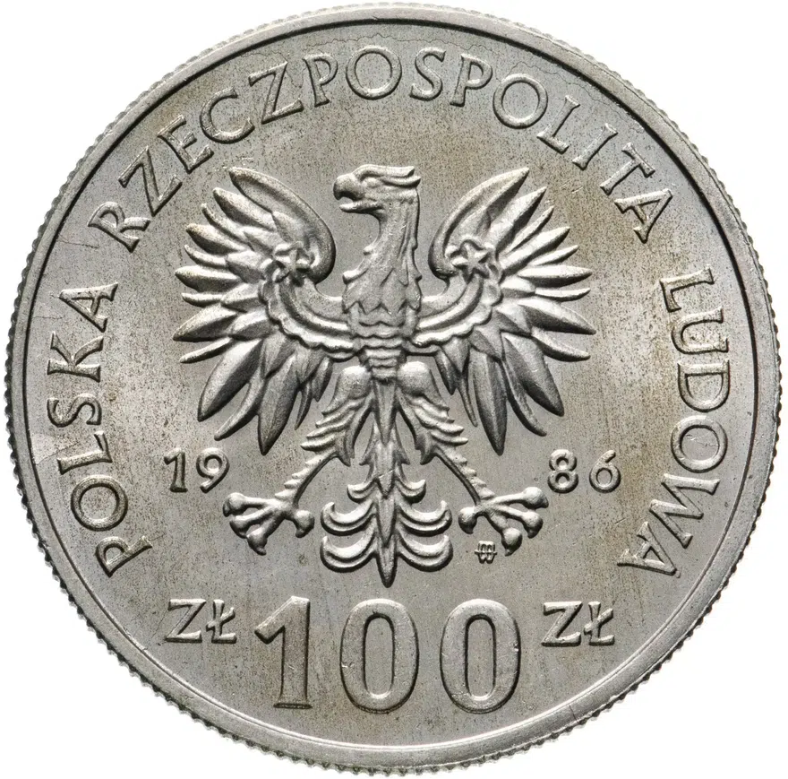 Польша 100 злотых (zlotych) 1986  Польские правители - Король Владислав I Локоток, реверс