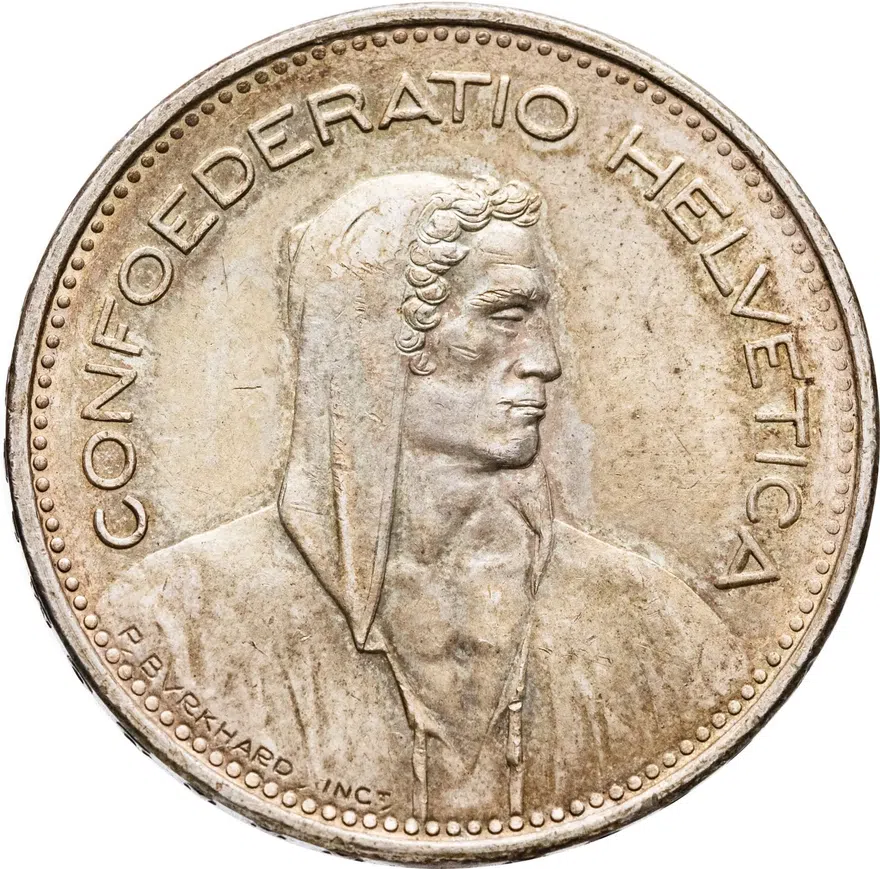 Швейцария 5 франков (francs) 1965, аверс