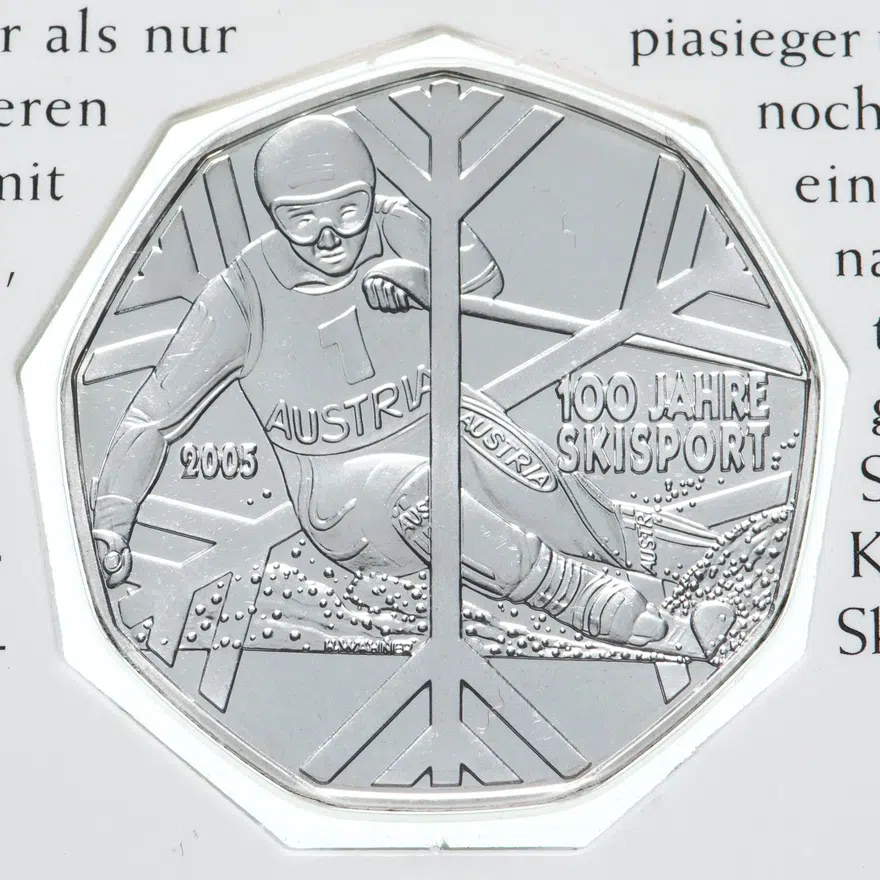 Австрия 5 евро (euro) 2005 "100 лет лыжному спорту"