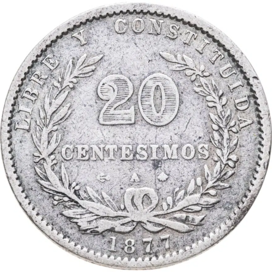 Уругвай 20 сентесимо (centesimos) 1877