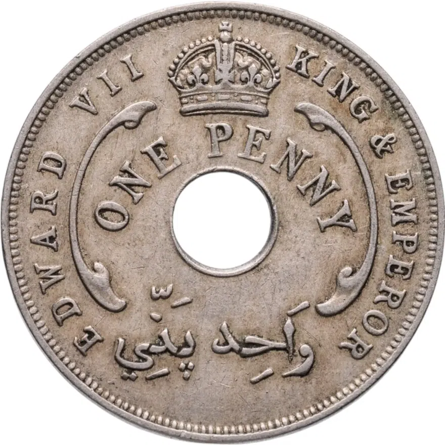 Британская Западная Африка и Нигерия 1 пенни (penny) 1908, аверс