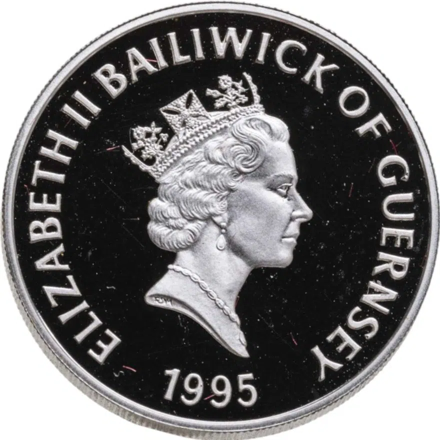 Гернси 1 фунт (pound) 1995  95 лет со дня рождения Королевы Матери, реверс