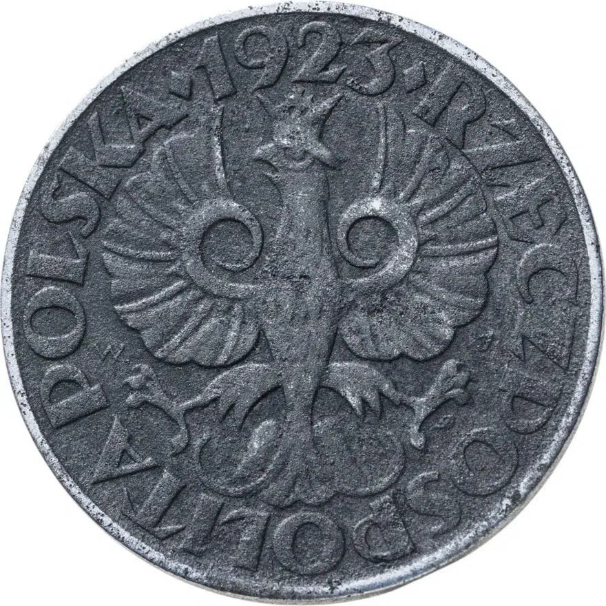 Польша 20 грошей (groszy) 1923 цинк (немецкая оккупация), реверс
