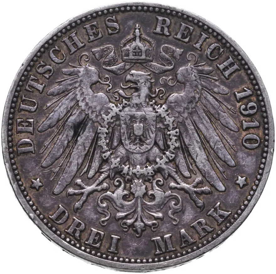 Германия (Империя) 3 марки (mark) 1910, реверс